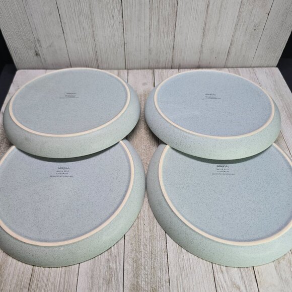 Vtg Style Mikasa Mayer Blue Speckle Salad Plates Stoneware 8.25" DIA Set of 4 - Picture 5 of 10